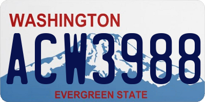 WA license plate ACW3988