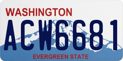 WA license plate ACW6681