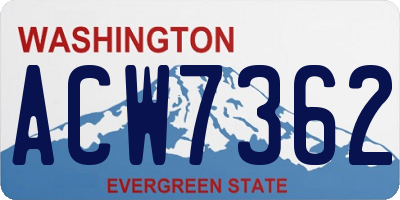 WA license plate ACW7362