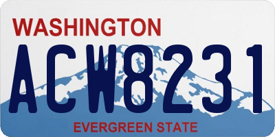 WA license plate ACW8231