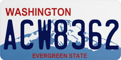WA license plate ACW8362