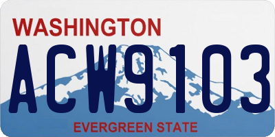 WA license plate ACW9103