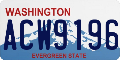 WA license plate ACW9196