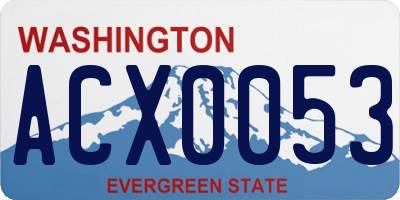 WA license plate ACX0053