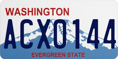 WA license plate ACX0144