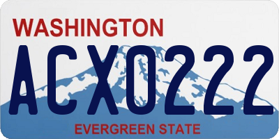 WA license plate ACX0222