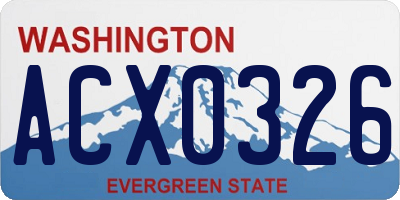WA license plate ACX0326