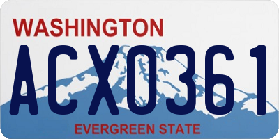WA license plate ACX0361
