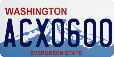 WA license plate ACX0600