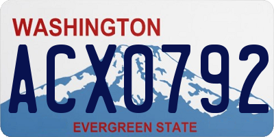 WA license plate ACX0792