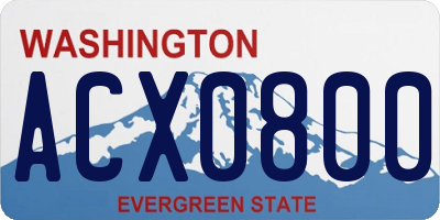 WA license plate ACX0800