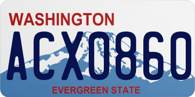 WA license plate ACX0860