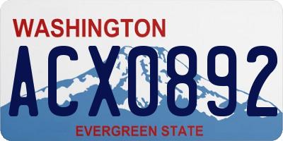 WA license plate ACX0892