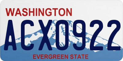 WA license plate ACX0922