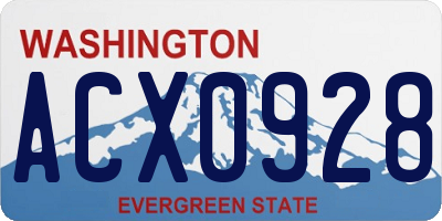 WA license plate ACX0928