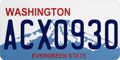 WA license plate ACX0930