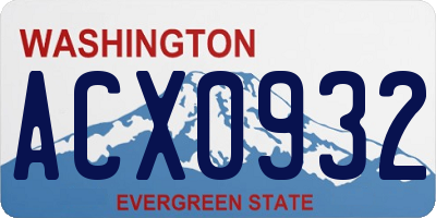 WA license plate ACX0932