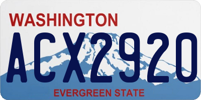 WA license plate ACX2920