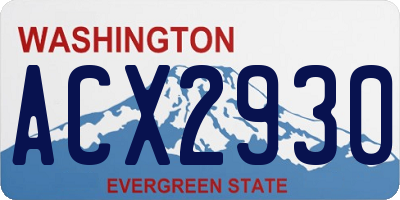 WA license plate ACX2930