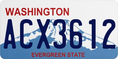 WA license plate ACX3612