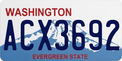 WA license plate ACX3692