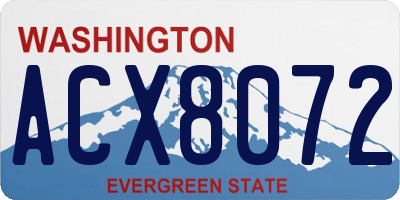 WA license plate ACX8072