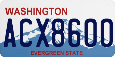 WA license plate ACX8600