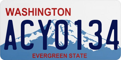 WA license plate ACY0134