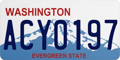 WA license plate ACY0197