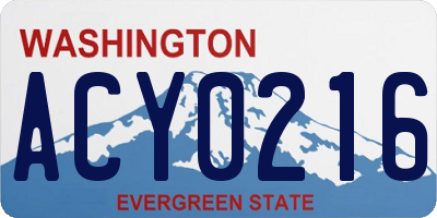 WA license plate ACY0216