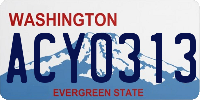 WA license plate ACY0313