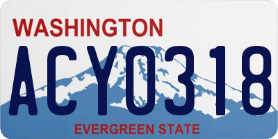 WA license plate ACY0318