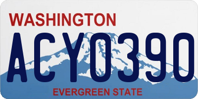 WA license plate ACY0390