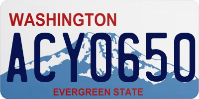 WA license plate ACY0650