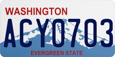 WA license plate ACY0703