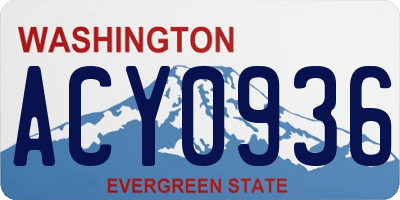 WA license plate ACY0936