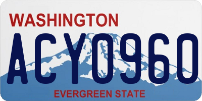 WA license plate ACY0960