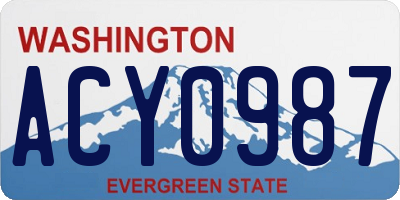 WA license plate ACY0987