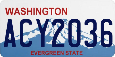 WA license plate ACY2036