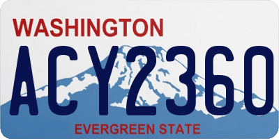 WA license plate ACY2360