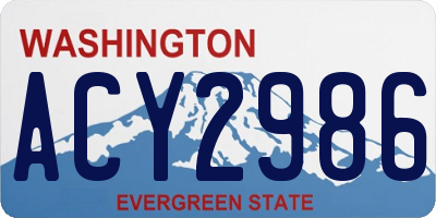 WA license plate ACY2986