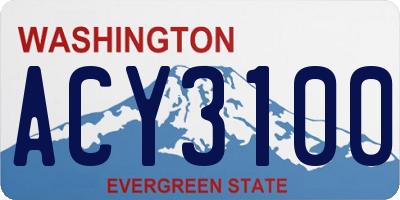 WA license plate ACY3100