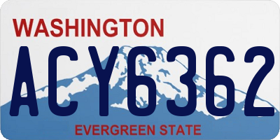 WA license plate ACY6362