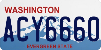 WA license plate ACY6660