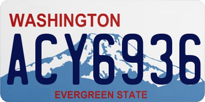 WA license plate ACY6936
