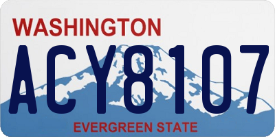 WA license plate ACY8107