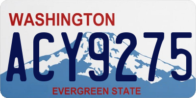 WA license plate ACY9275