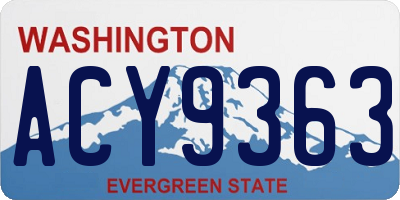 WA license plate ACY9363