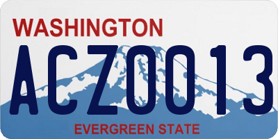 WA license plate ACZ0013
