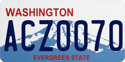 WA license plate ACZ0070